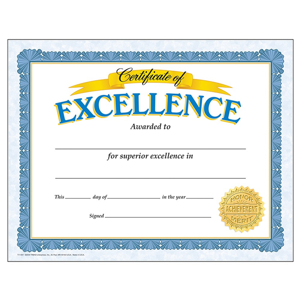 T-11301 - Certificate Of Excellence 30/Pk in Certificates