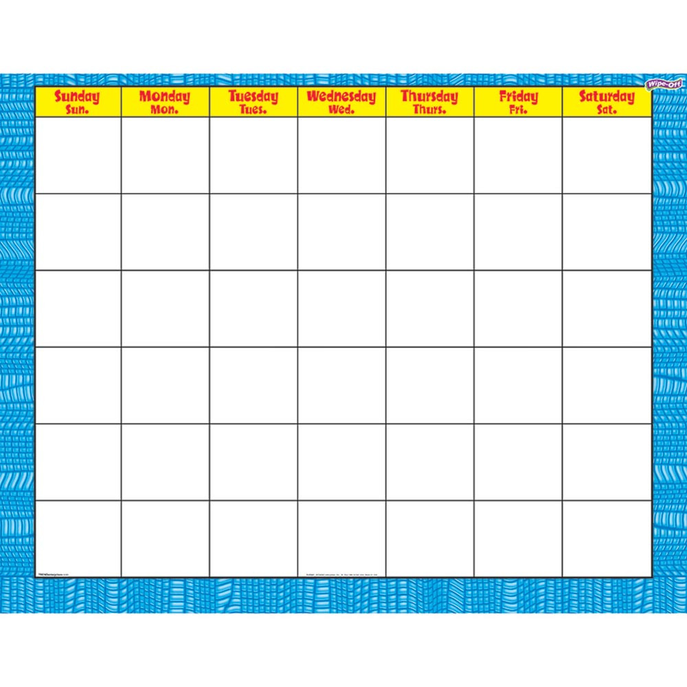 T-27027 - Reptile Blue Wipe Off Calendar Monthly in Calendars