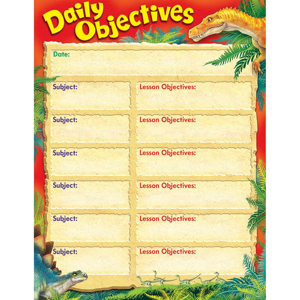 T-38495 - Daily Objectives Discovering Dinosaurs Learning Chart in Classroom Theme