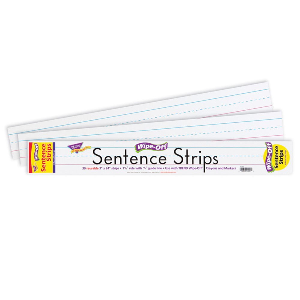 T-4001 - Wipe-Off Sentence Strips 30/Pk 24 X 3 in Dry Erase Sheets