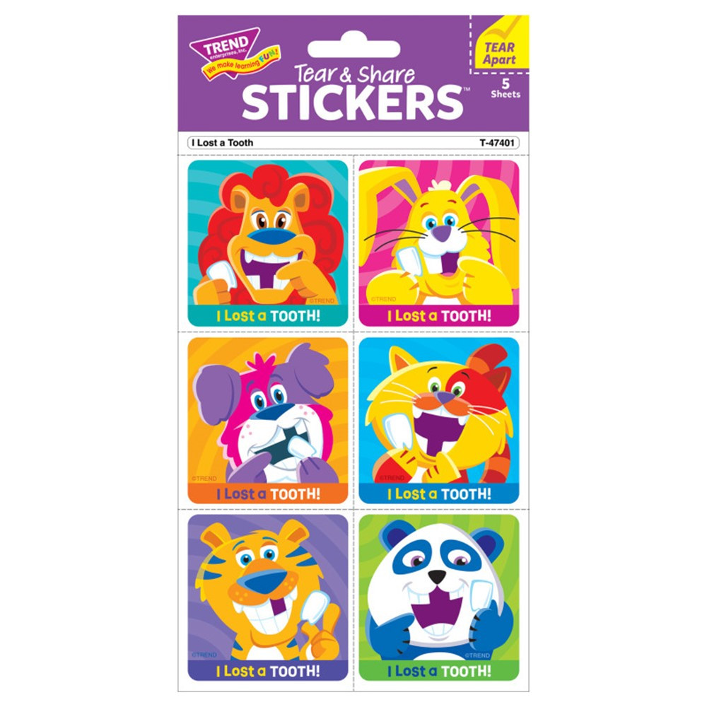 I Lost A Tooth Tear & Share Stickers, 30 Count - T-47401 | Trend Enterprises Inc. | Stickers