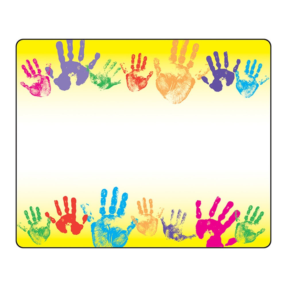 T-68005 - Name Tags Rainbow Handprints 36Pk in Name Tags