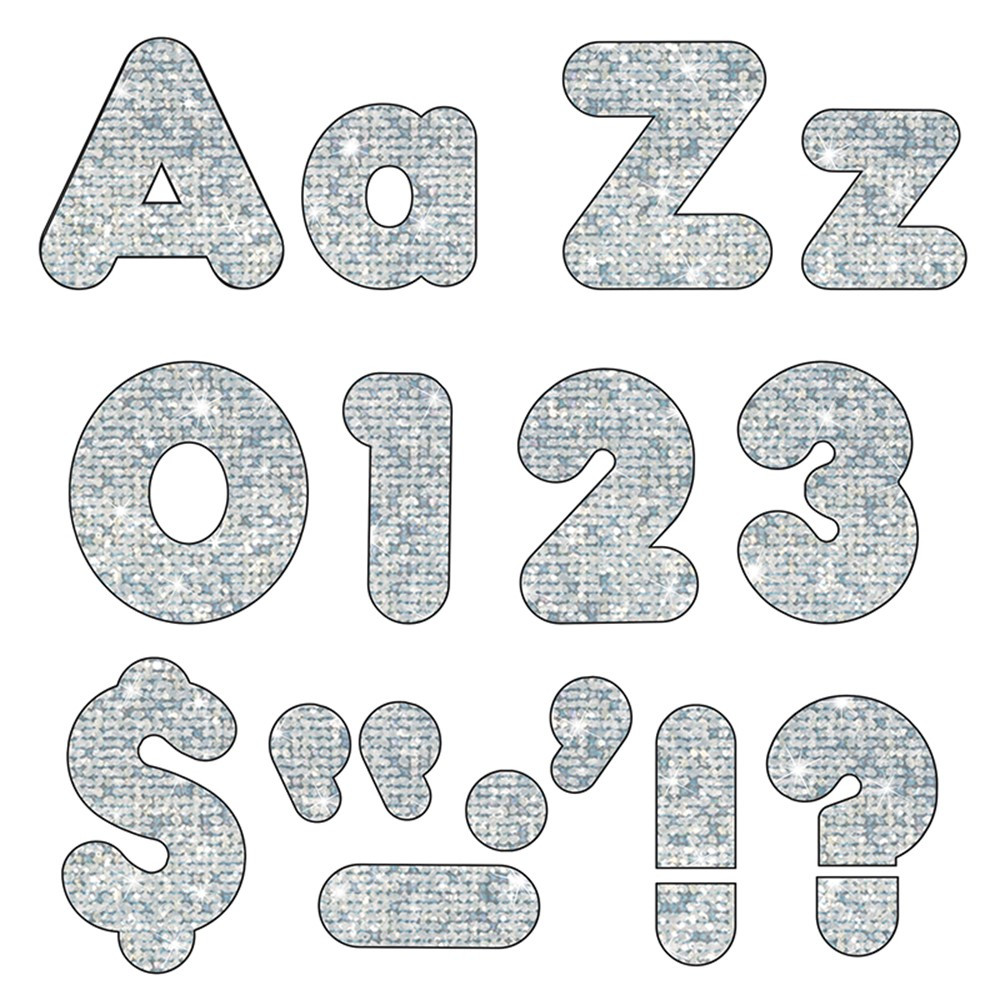 T-79943 - Silver Sparkle 4In Casual Combo Ready Letters in Letters