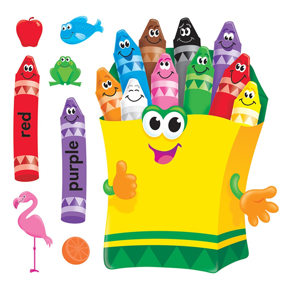 T-8076 - Bulletin Board Set Colorful Crayons in Classroom Theme