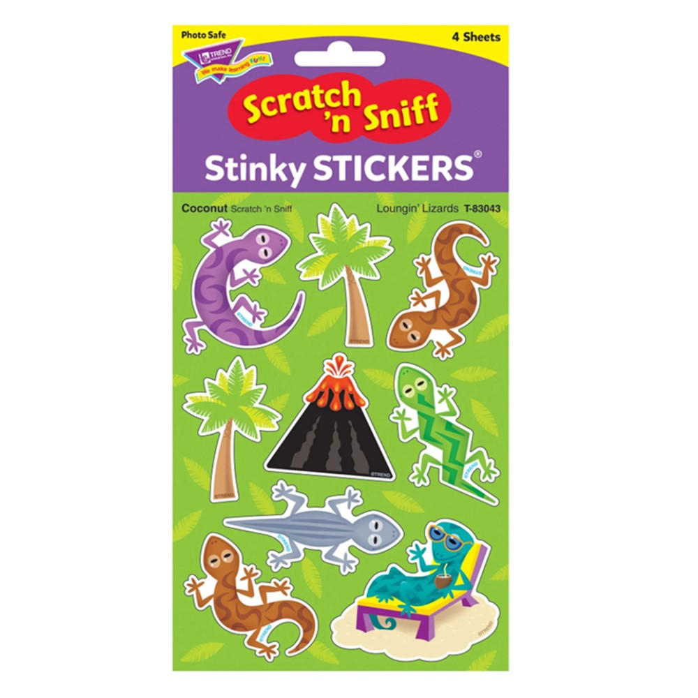 Loungin' Lizards/Coconut Mixed Shapes Stinky Stickers, 36 ct. - T-83043 | Trend Enterprises Inc. | Stickers