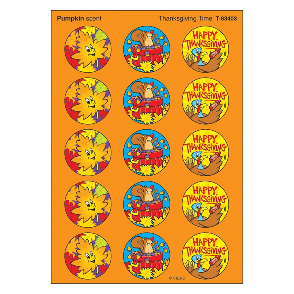 Thanksgiving Time/Pumpkin Stinky Stickers, 60 ct. - T-83403 | Trend
