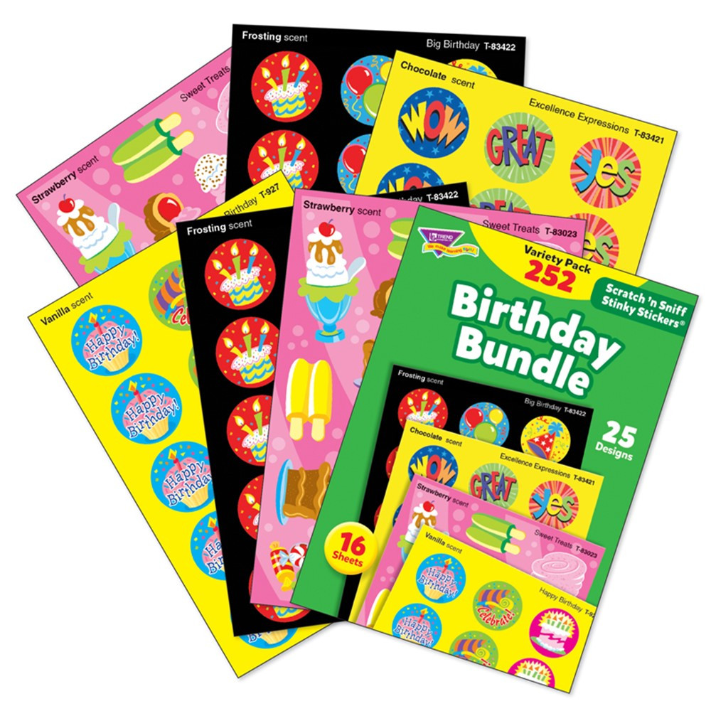 T-83918 - Birthday Stinky Stickers Variety Pk 252 Ct Bundle in Stickers