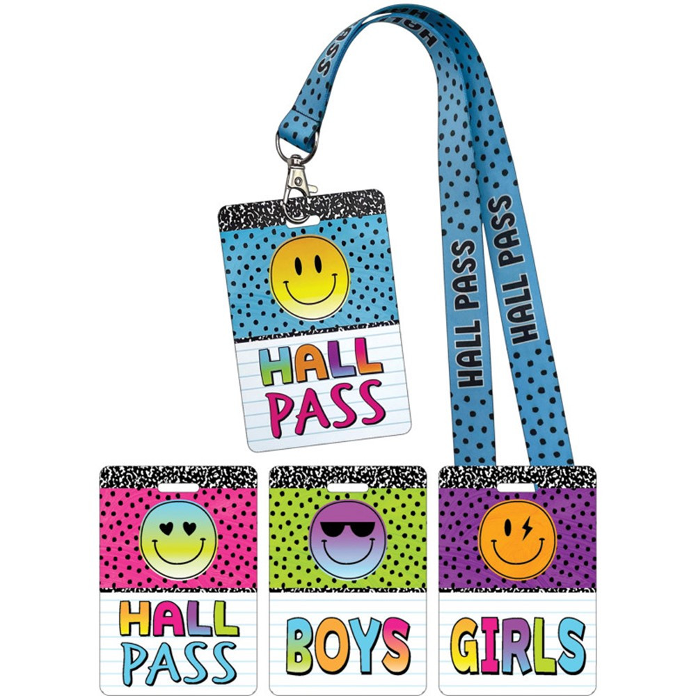 Brights 4Ever Hall Pass with Lanyard, Set of 4 - TCR20322 | Teacher Created Resources | Hall Passes