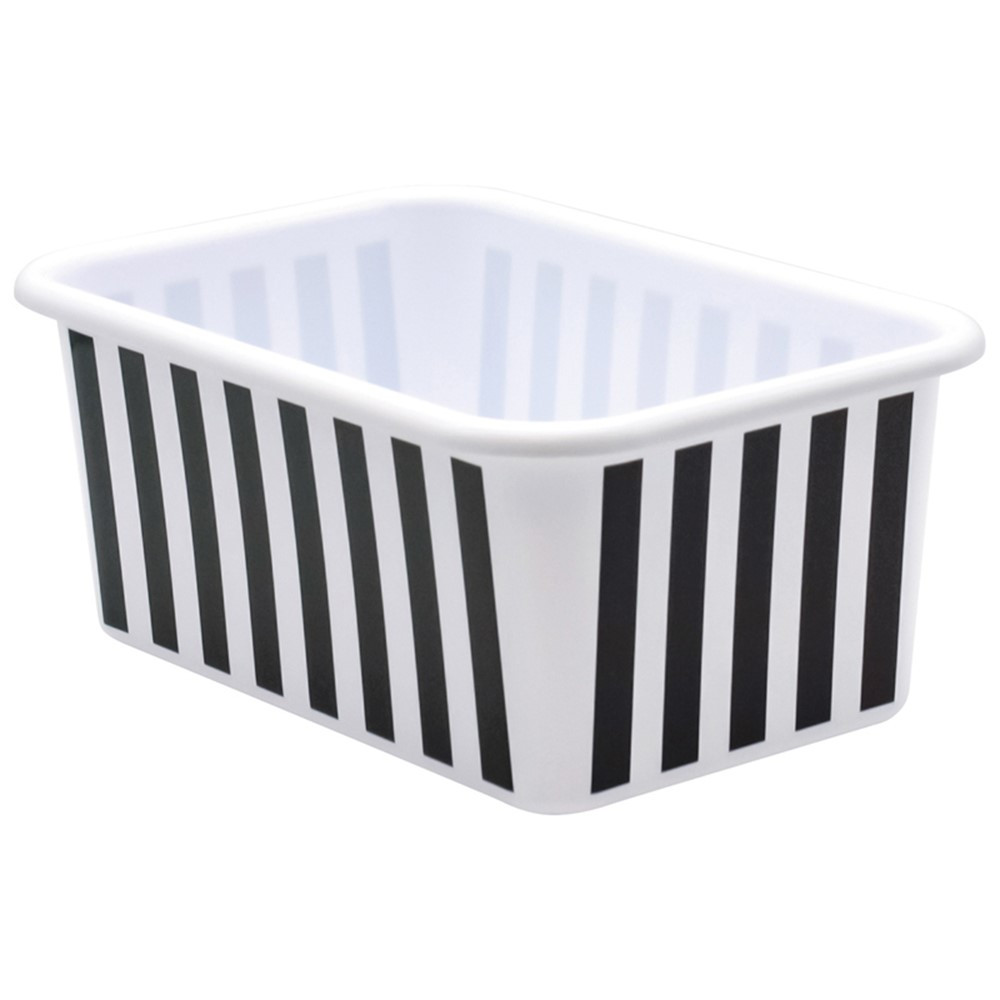 Black and White Stripes Small Plastic Storage Bin - TCR20400 | Teacher Created Resources | Storage Containers