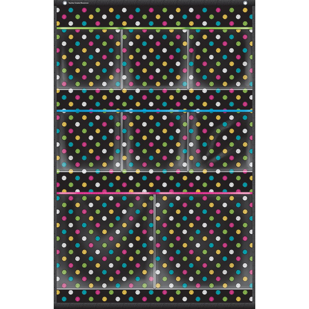 TCR20782 - Chalkboard Brights 8 Pocket Storage Pocket Chart Small 15X23 in Pocket Charts
