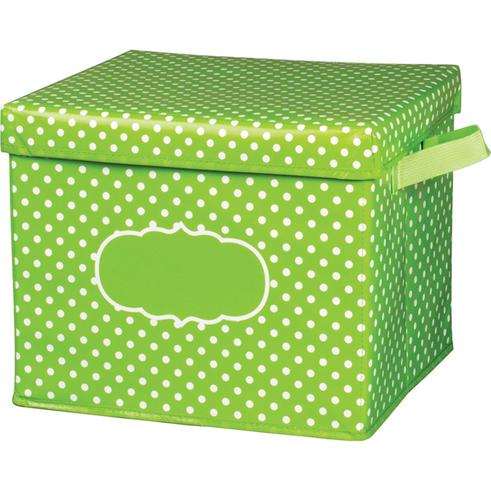 TCR20820 - Lime Polka Dots Storage Bin W/ Lid in Storage Containers