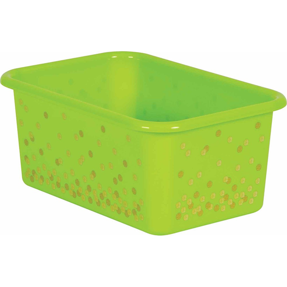 Lime Confetti Small Plastic Storage Bin - TCR20890 | Teacher Created Resources | Storage Containers