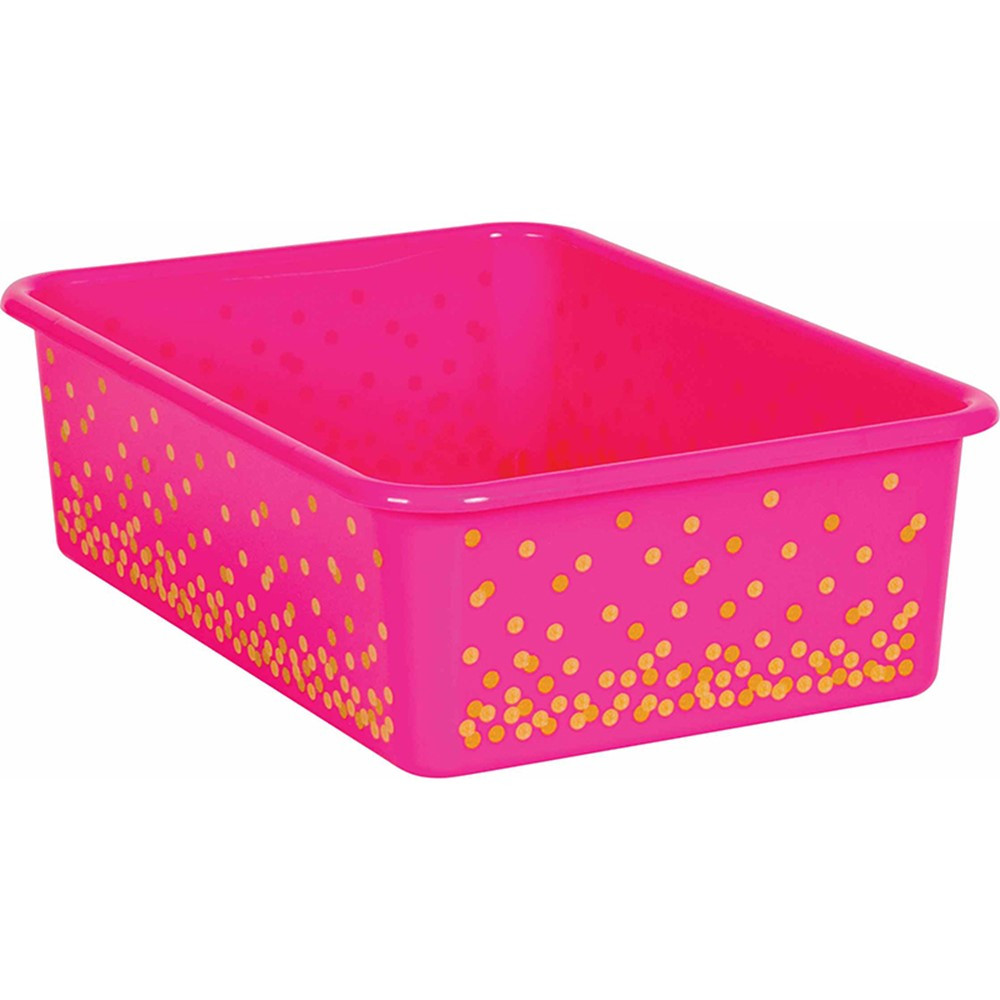 Pink Confetti Large Plastic Storage Bin - TCR20898 | Teacher Created Resources | Storage Containers