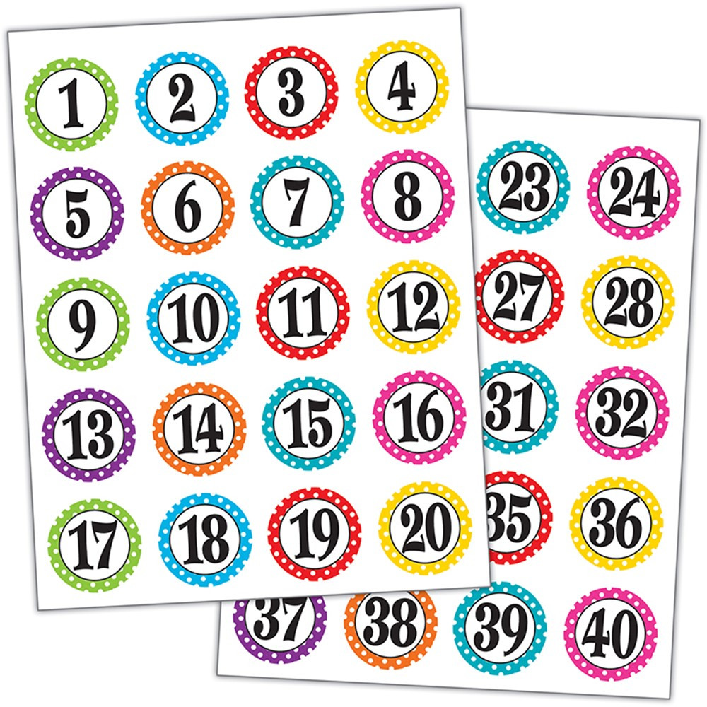 TCR3567 - Polka Dots Numbers Stickers in Stickers