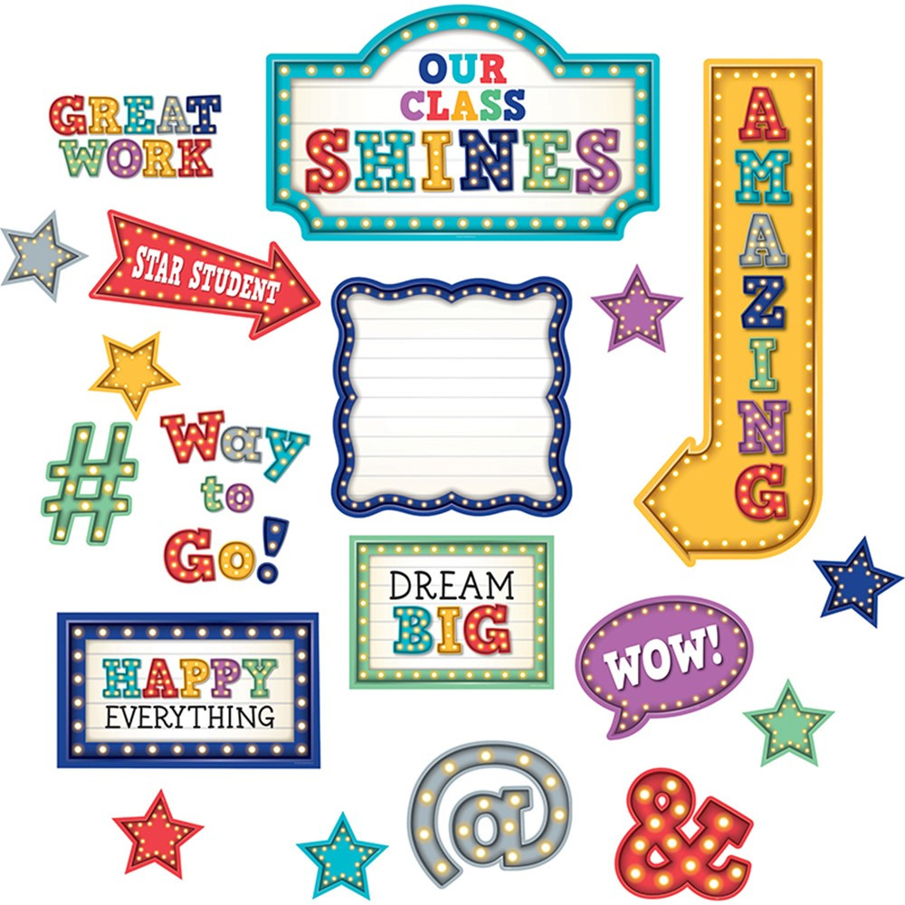 TCR3603 - Marquee Our Class Shines Bulletin Board Set in Classroom Theme