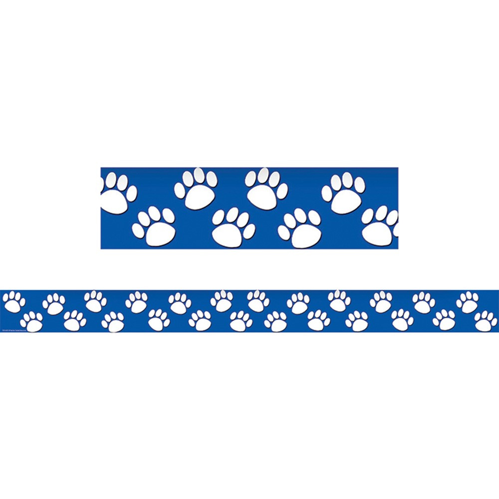TCR4620 - Blue With White Paw Prints Straight Border Trim in Border/trimmer