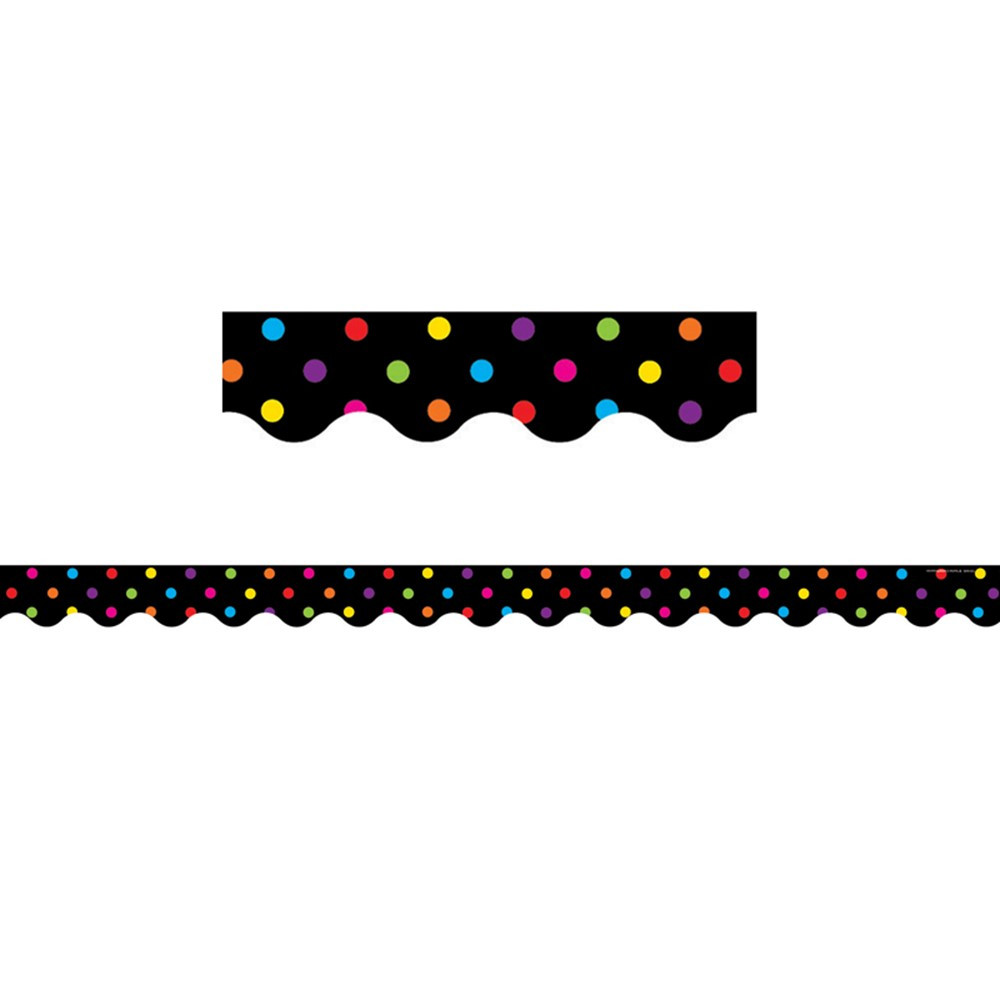 TCR4648 - Black/Multicolor Dots Scalloped Border Trim in Border/trimmer