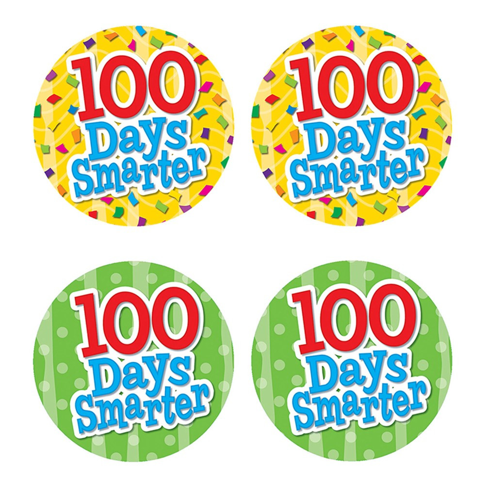 TCR5393 - 100 Days Smarter Wear Em Badges in Badges