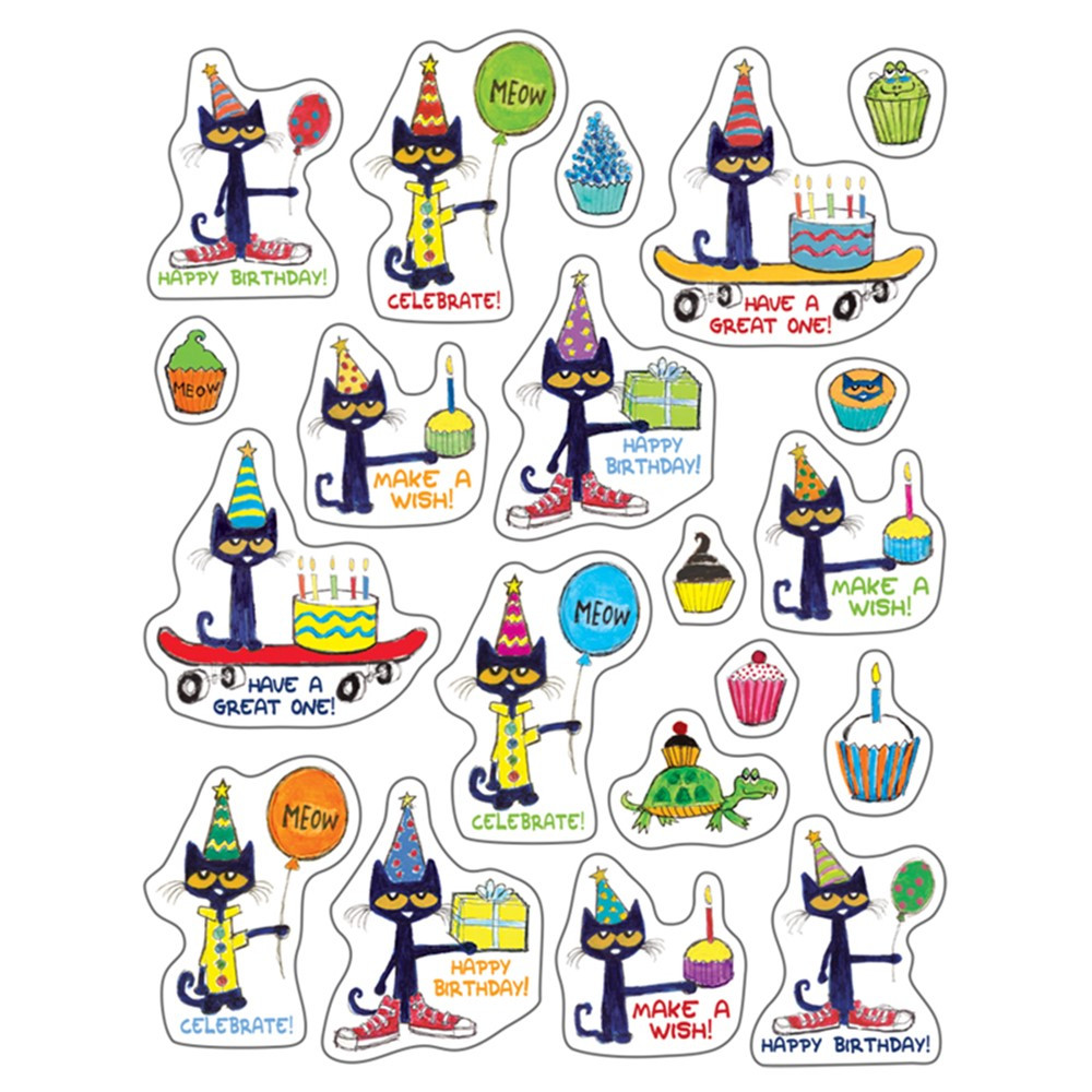 Pete the Cat Happy Birthday Stickers - TCR62025 | Teacher Created Resources | Stickers