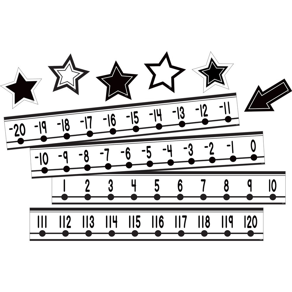 Black and White Number Line (-20 to +120) Mini Bulletin Board - TCR6806 | Teacher Created Resources | Deco: Bulletin Boards, Mini