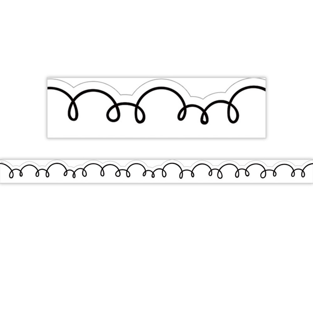 White with Black Squiggles Die-Cut Border Trim, 35 Feet - TCR6809 | Teacher Created Resources | Border/Trimmer