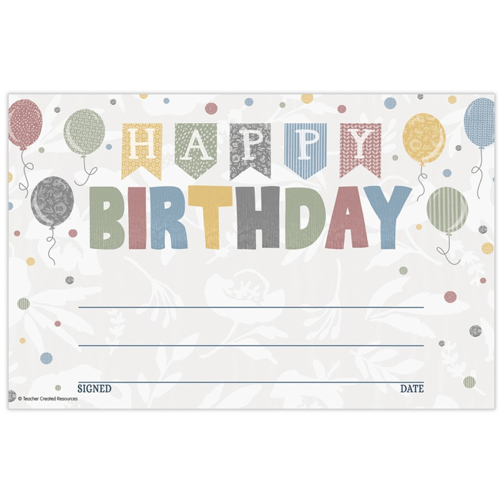 Classroom Cottage Happy Birthday Awards, Pack of 30 - TCR7199 | Teacher Created Resources | Awards