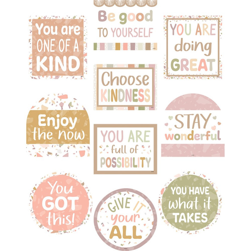 Terrazzo Tones Positive Sayings Accents, Pack of 30 - TCR7219 | Teacher Created Resources | Accents