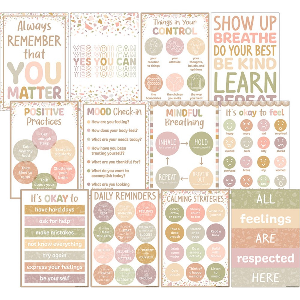 Terrazzo Tones Positive Practices Small Poster Pack, Pack of 12 - TCR7232 | Teacher Created Resources | Motivational