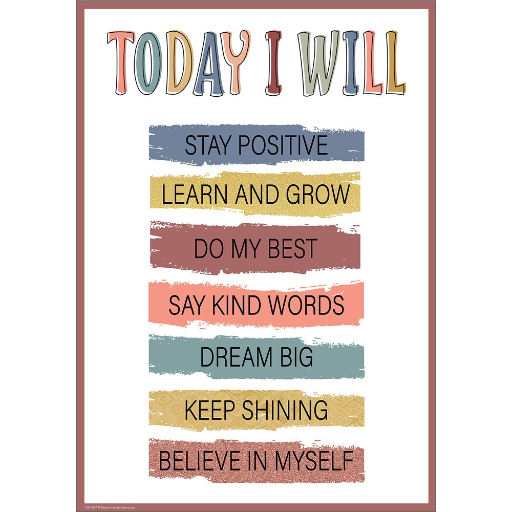 Today I Will Positive Poster - TCR7397 | Teacher Created Resources | Deco: Charts, Posters
