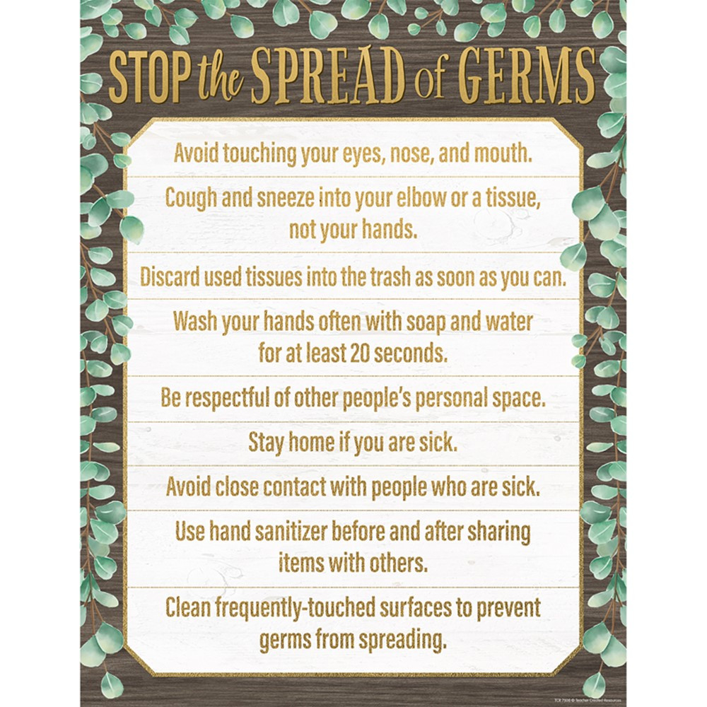 Eucalyptus Stop the Spread of Germs Chart, 17 x 22" - TCR7508 | Teacher Created Resources | Classroom Theme"