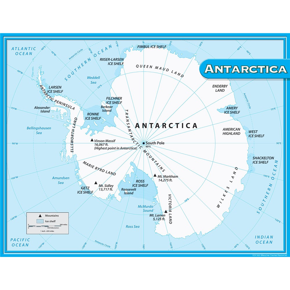 Antarctica Map Chart - TCR7651 | Teacher Created Resources | Deco: Charts