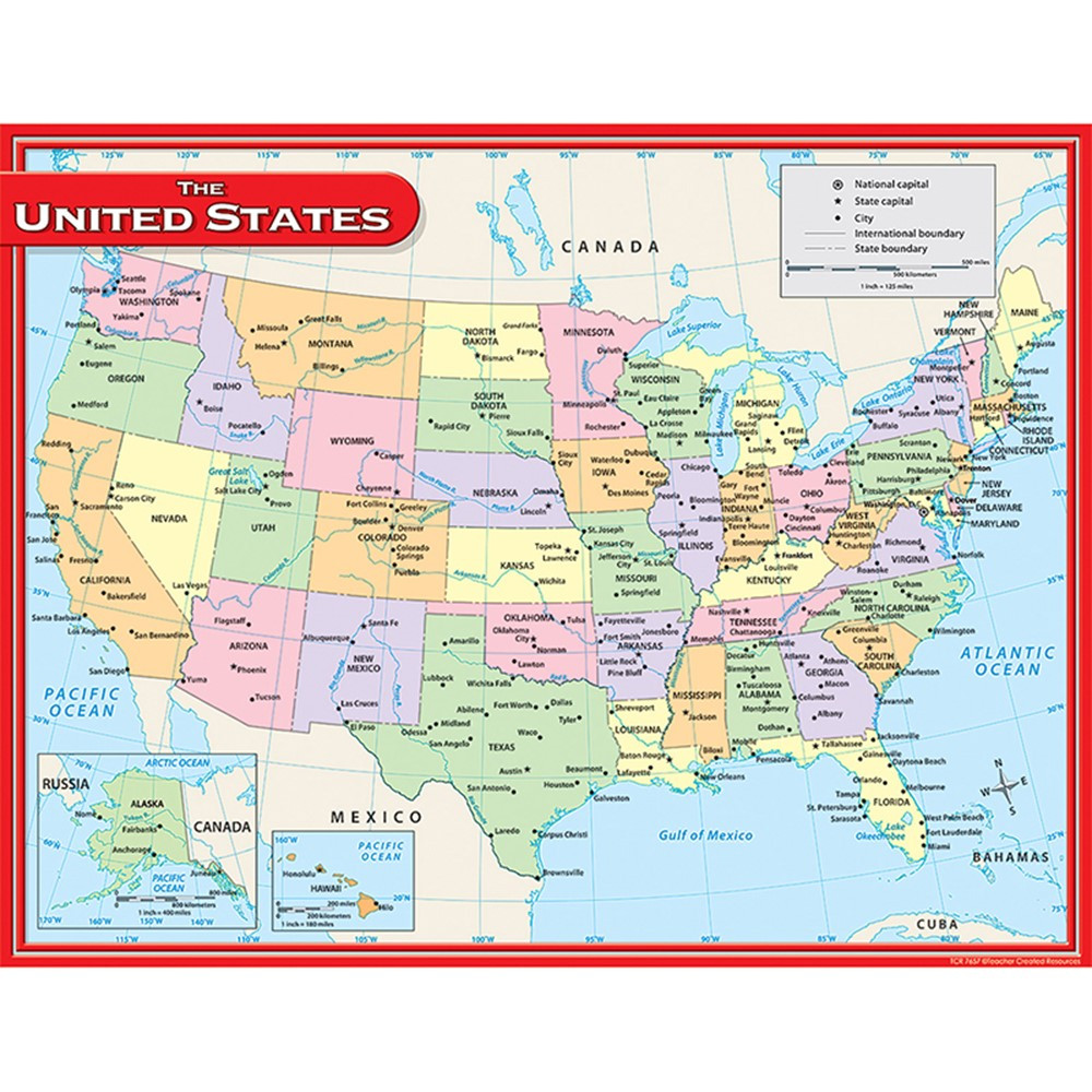 US Map Chart - TCR7657, Teacher Created Resources