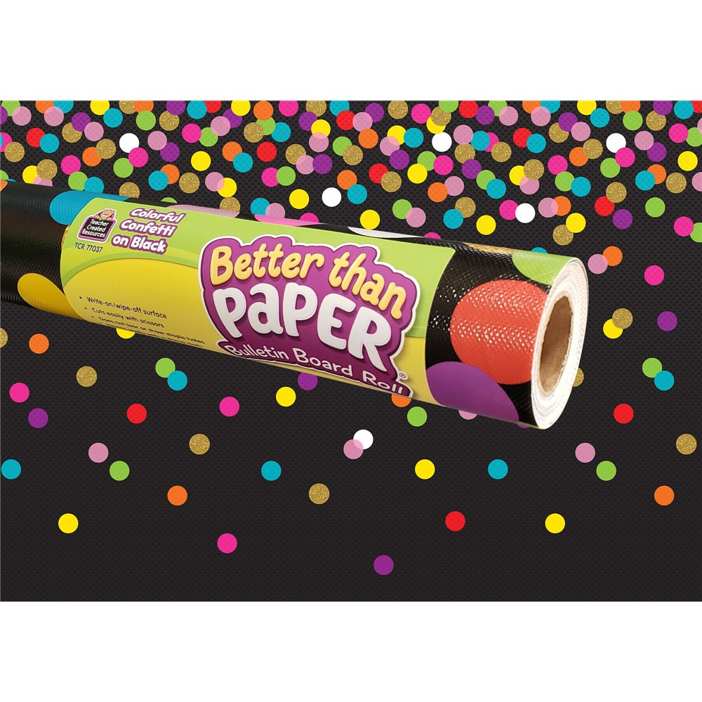 Colorful Confetti on Black Better Than Paper Bulletin Board Roll - TCR77037 | Teacher Created Resources | Deco: Bulletin Board Rolls, Better Than Paper