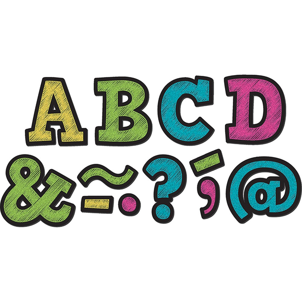 TCR77190 - Chalkboard Brights Bold Block 2In Magnetic Letters in Magnetic Letters
