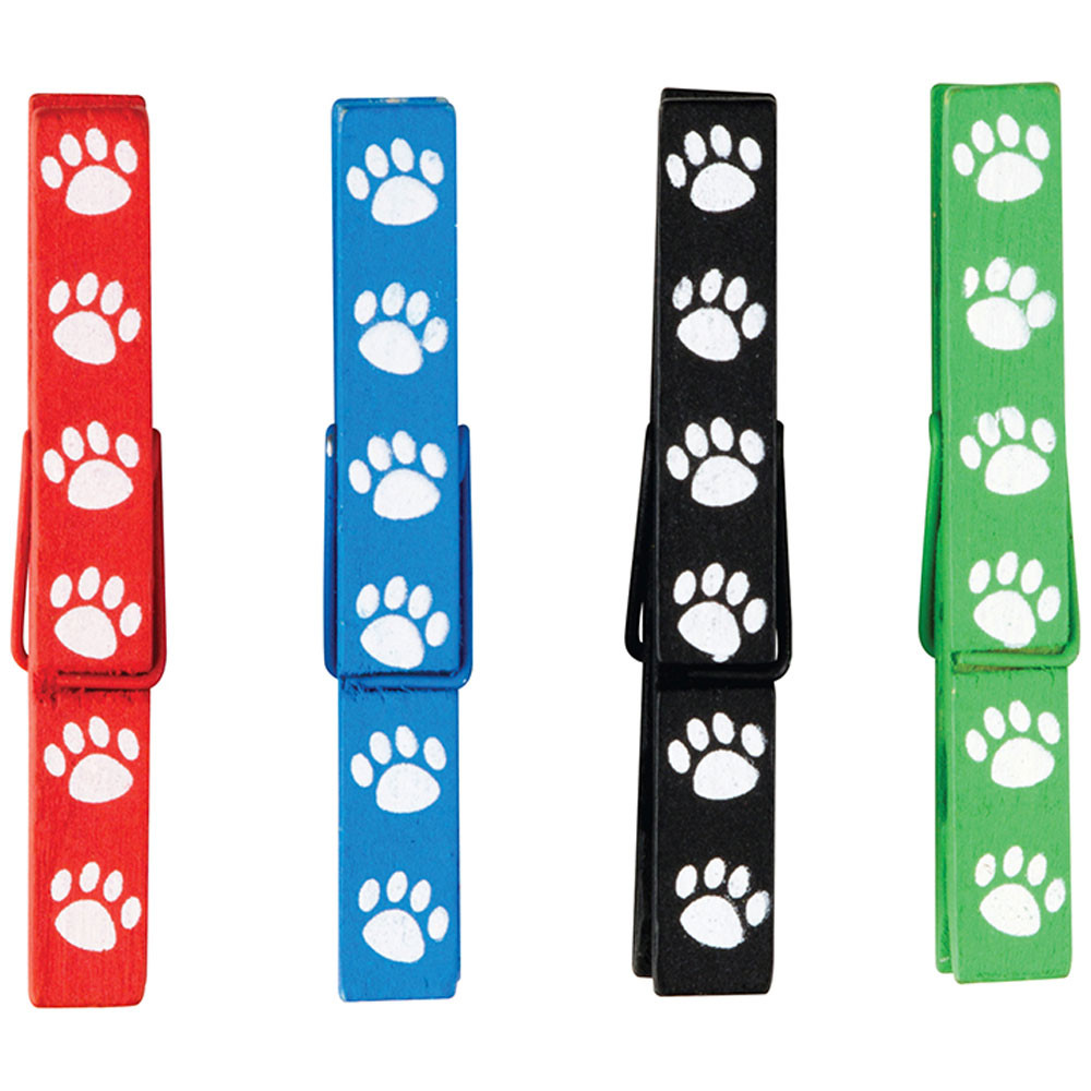 TCR77251 - Paw Prints Magnetic Clothespins in Clips