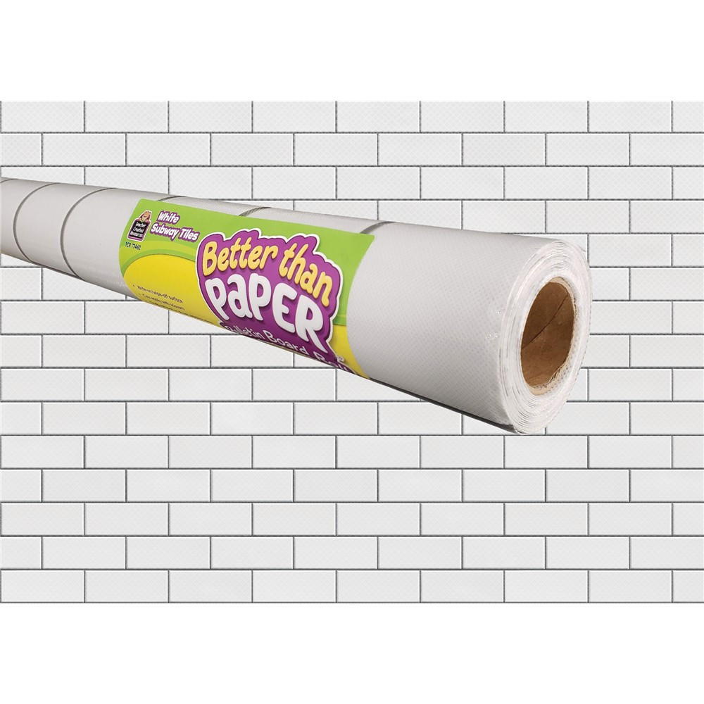 White Subway Tile Better Than Paper Bulletin Board Roll - TCR77462 | Teacher Created Resources | Deco: Bulletin Board Rolls, Better Than Paper