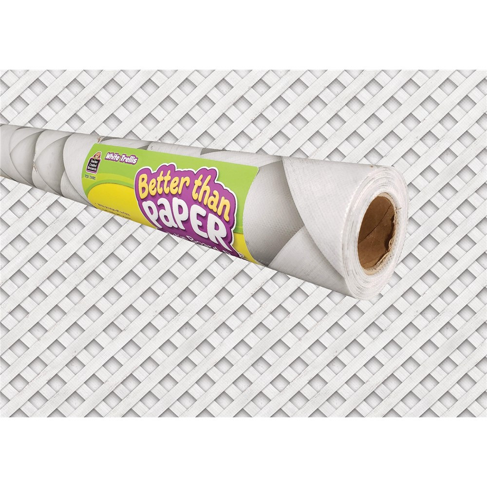 White Trellis Better Than Paper Bulletin Board Roll - TCR77490 | Teacher Created Resources | Deco: Bulletin Board Rolls, Better Than Paper