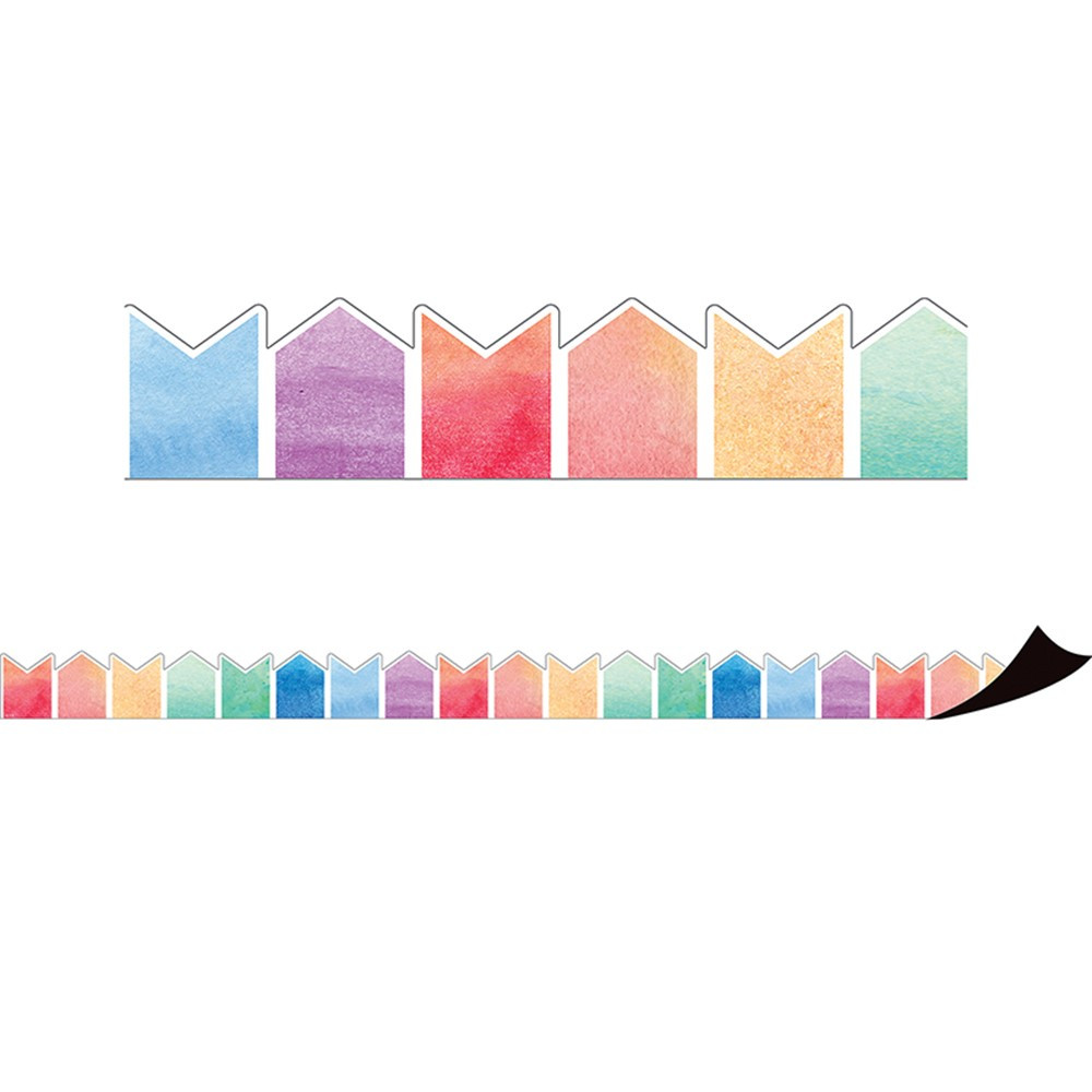 Watercolor Pennants Magnetic Border, 24 Feet - TCR77558 | Teacher Created Resources | Border/Trimmer