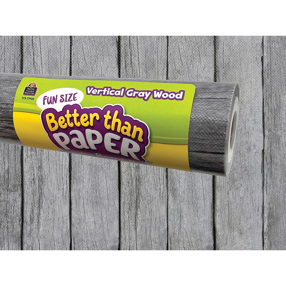 Fun Size Better Than Paper Bulletin Board Roll Vertical Gray Wood - TCR77908 | Teacher Created Resources | Bulletin Board & Kraft Rolls