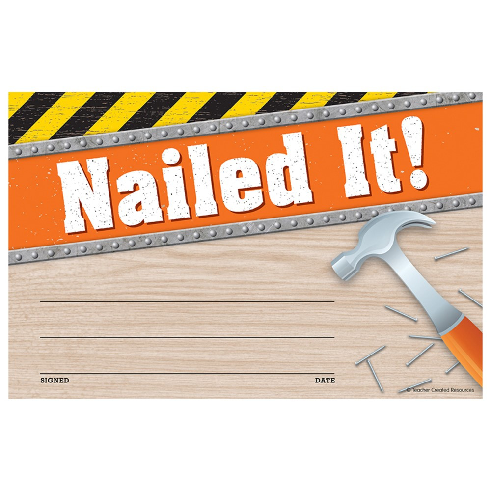 Under Construction Nailed It Awards - TCR8140 | Teacher Created Resources | Awards