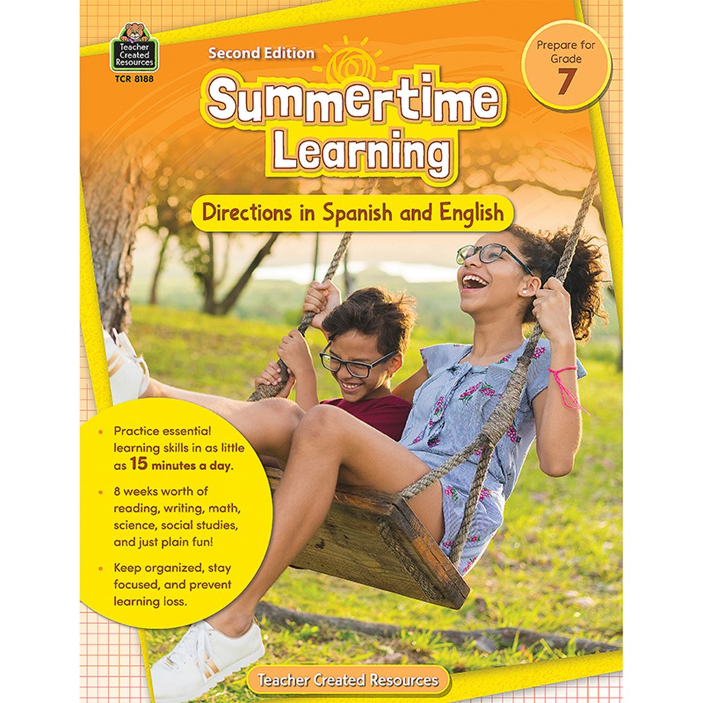 Summertime Learning: English and Spanish Directions, Grade 7 Second Edition (Prep) - TCR8188 | Teacher Created Resources | Skill Builders