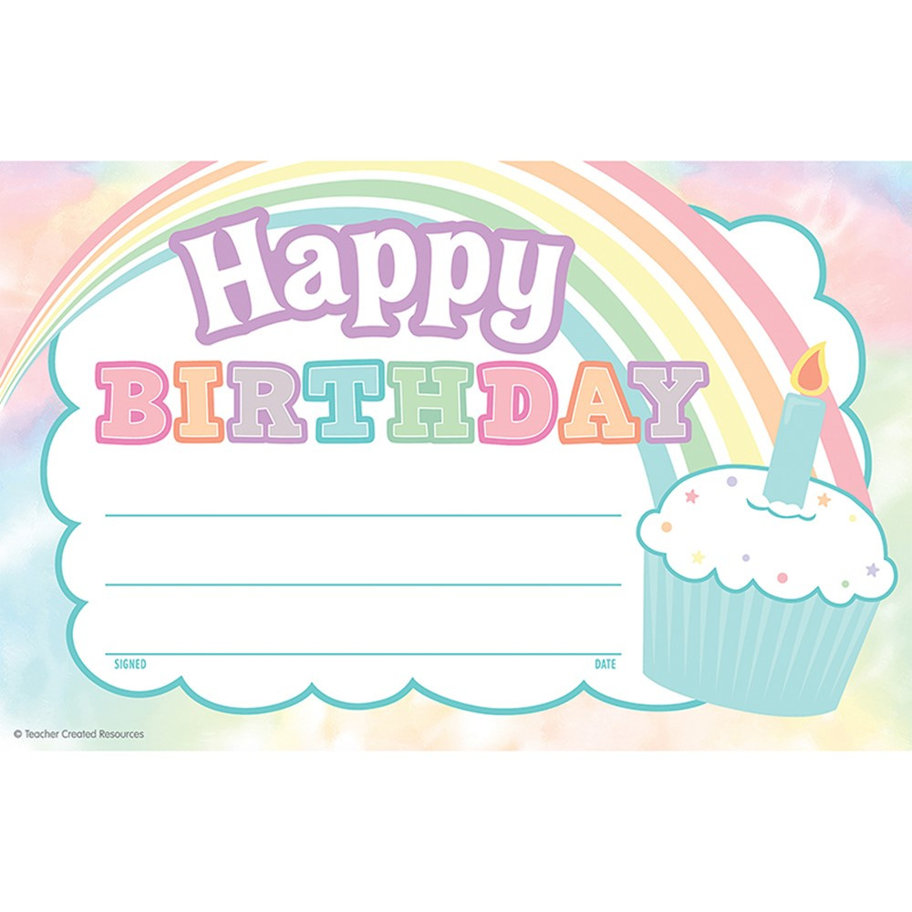Pastel Pop Happy Birthday Awards, Pack of 25 - TCR8447 | Teacher Created Resources | Awards