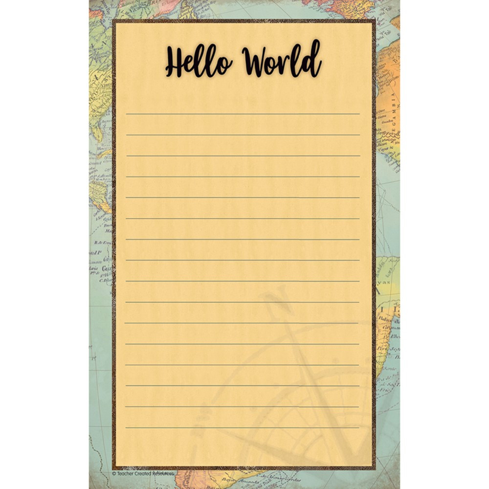 Travel the Map Notepad, 5.25" x 8.5", 50 Sheets - TCR8566 | Teacher Created Resources | Note Pads