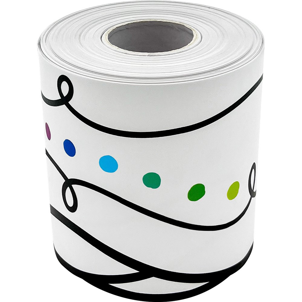 Squiggles and Colorful Dots Die-Cut Rolled Border Trim - TCR8915 | Teacher Created Resources | Deco: Border Trim, Rolled