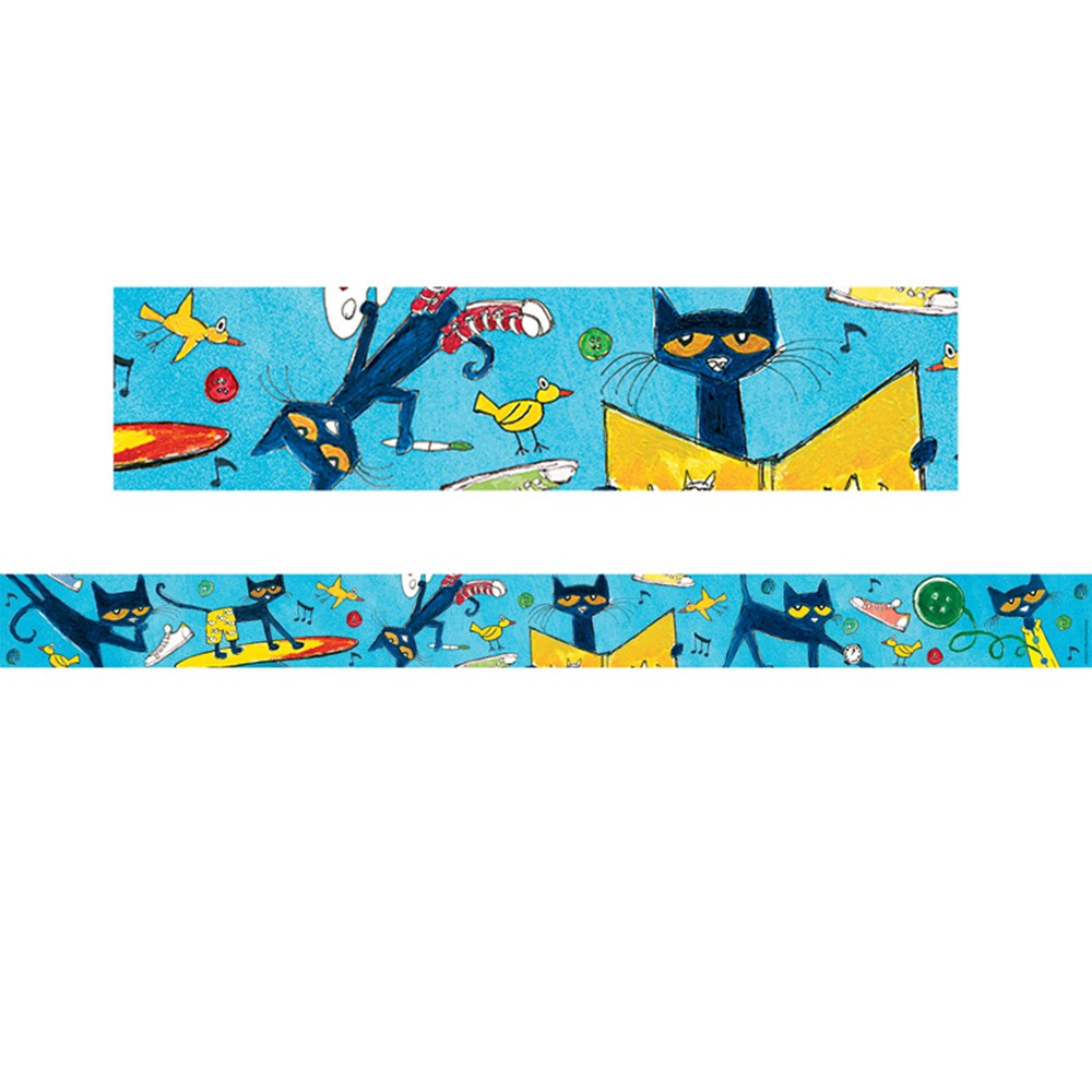 Pete The Cat Straight Rolled Border Trim, 50' - TCR8957 | Teacher Created Resources | Border/Trimmer