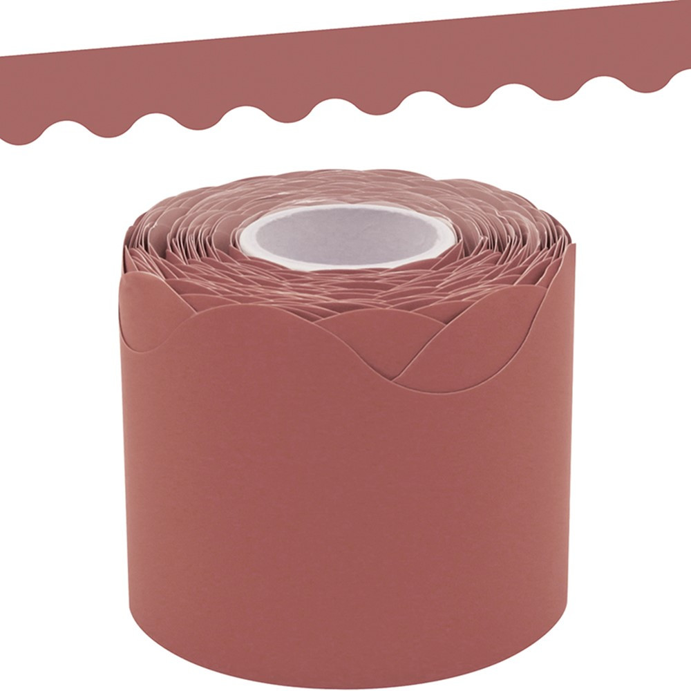 Deep Rose Scalloped Rolled Border Trim, 50 Feet - TCR9159 | Teacher Created Resources | Border/Trimmer