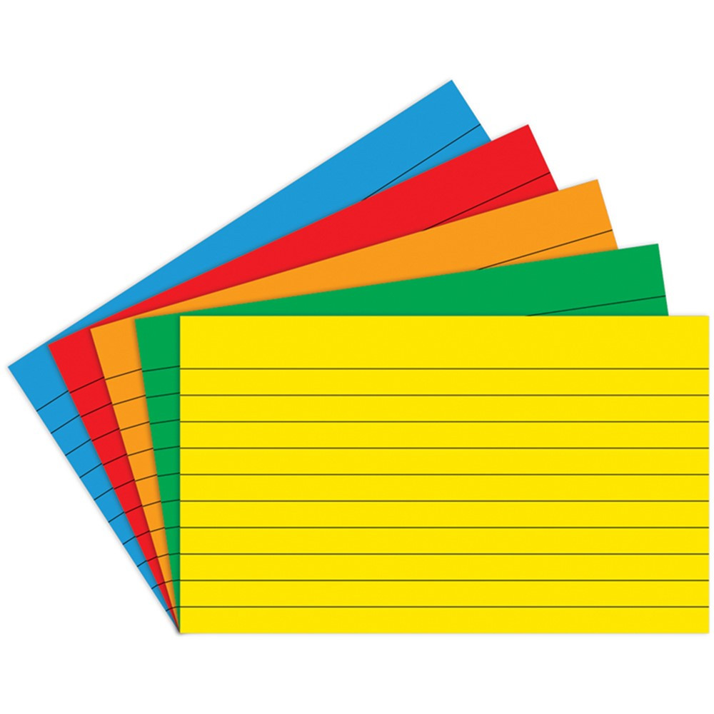 TOP3663 - Border Index Cards 4 X 6 Lined Primary Colors 75Ct in Index Cards