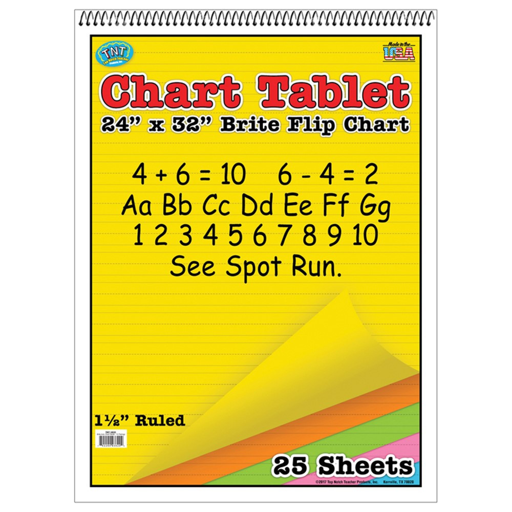 TOP3820 - Chart Tablets 24 X 32 Assorted 1/2 Ruled in Chart Tablets
