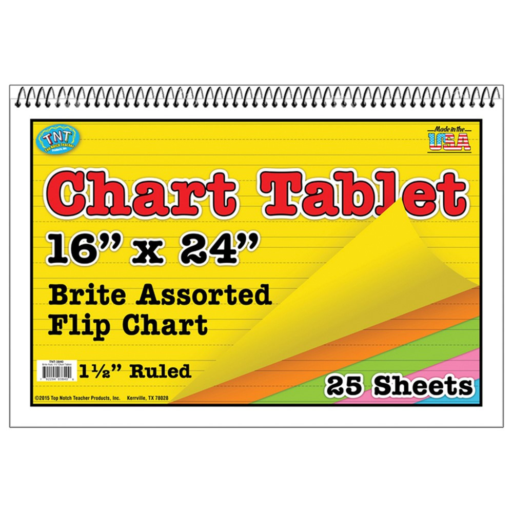 TOP3840 - Chart Tablets 16 X 24 Assorted 1/2 Ruled in Chart Tablets