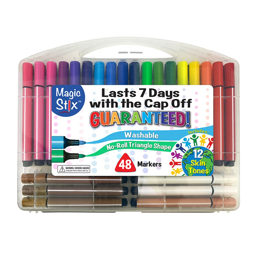 Triangular Magic Stix Markers, 48 Pack, Includes Global Skin Tones - TPG390 | The Pencil Grip | Paint
